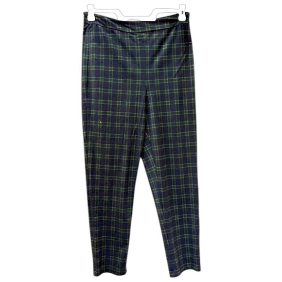 QVC Joan Rivers Medium Pull on Pants Blue Green Check - Picture 1 of 12